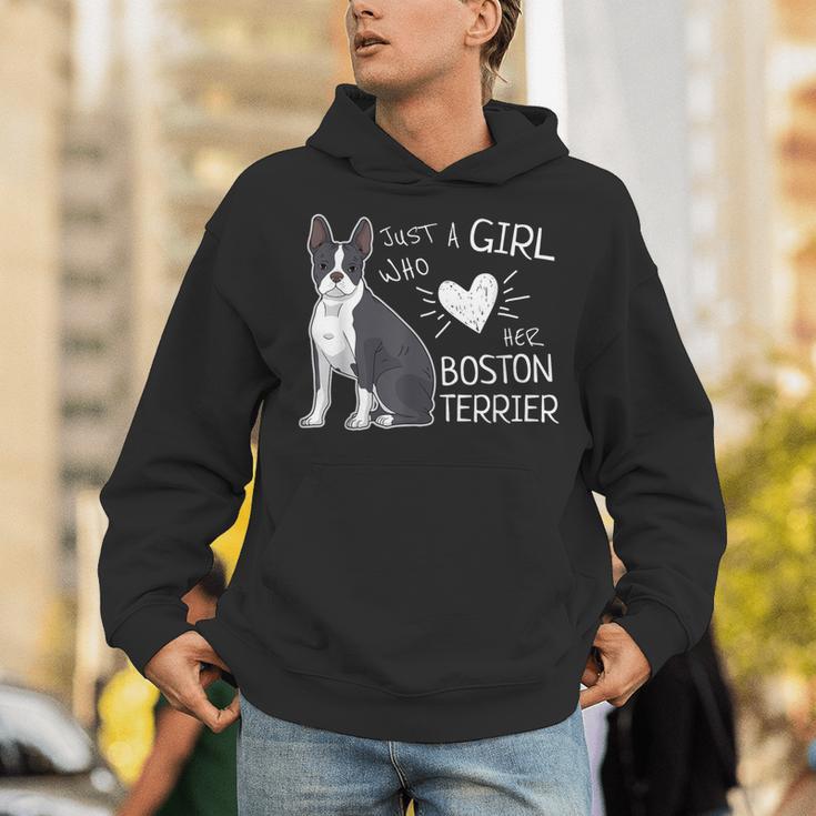 Just A Girl Who Loves Her Boston Terrier Puppy Love Unisex Hoodie, funny gift