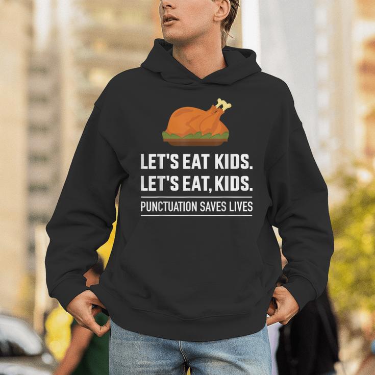 Let's Eat Kids Grammar For Thanksgiving Teacher Unisex Hoodie, funny gift