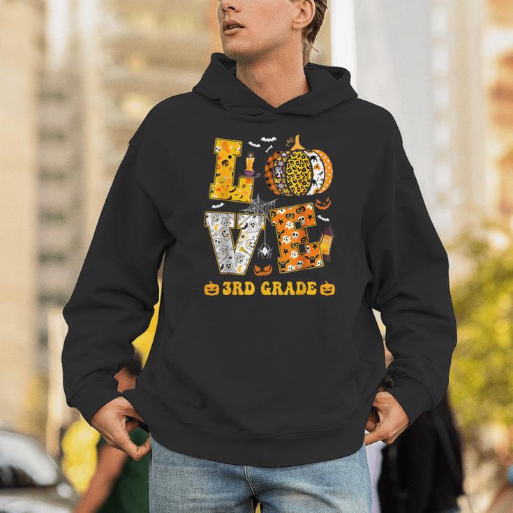 LOVE 3rd Grade Pumpkin Teacher Student Halloween Costume Unisex Hoodie, funny gift
