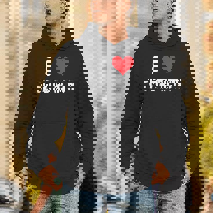 I Love Electricity ハート 電気技師ユーティリティ電気 パーカー