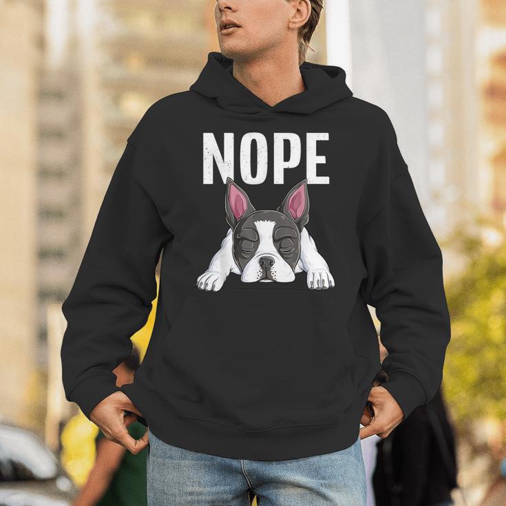 Nope Boston Terrier Puppy Dog Bostie Lover Men Women Girls Kids Unisex Hoodie, funny gift