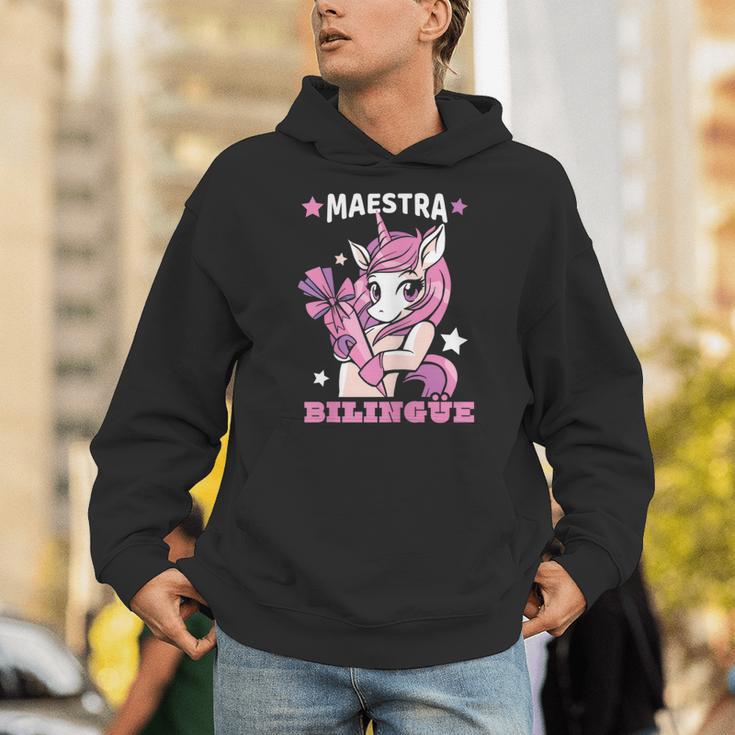 Pink Unicorn Spanish Teacher Regalos Para Bilingue Teacher Unisex Hoodie, funny gift