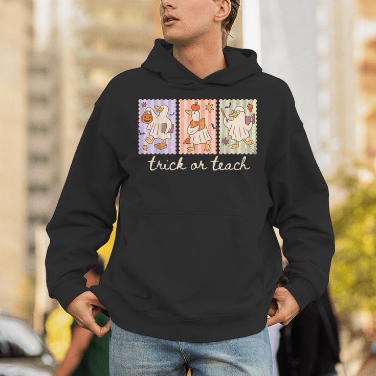 Preppy Goose Teacher Trick Or Teach Halloween Teacher Goose Unisex Hoodie, funny gift Preppy Goose Teacher Trick Or Teach Halloween Teacher Goose Unisex Hoodie, funny gift