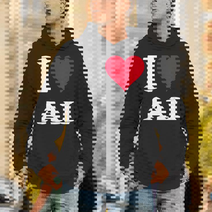 Red Heart I Love Ai パーカー