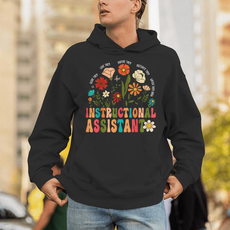Retro Instructional Assistant Wildflowers Teacher Aide Unisex Hoodie, funny gift