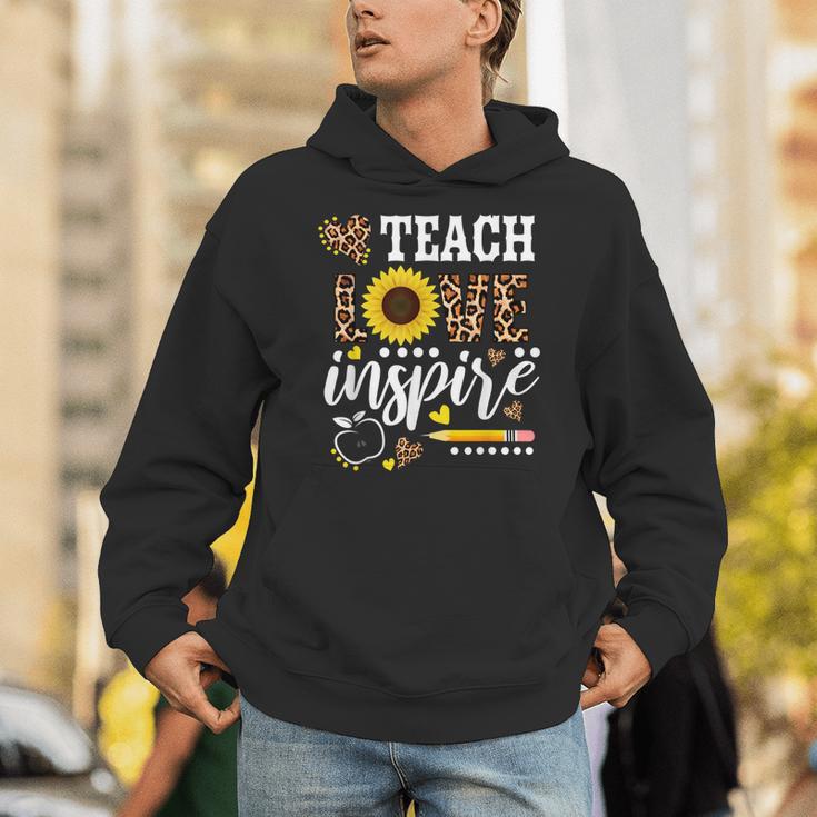 TEACH LOVE INSPIRE Teacher Sunflower Appreciation Unisex Hoodie, funny gift TEACH LOVE INSPIRE Teacher Sunflower Appreciation Unisex Hoodie, funny gift