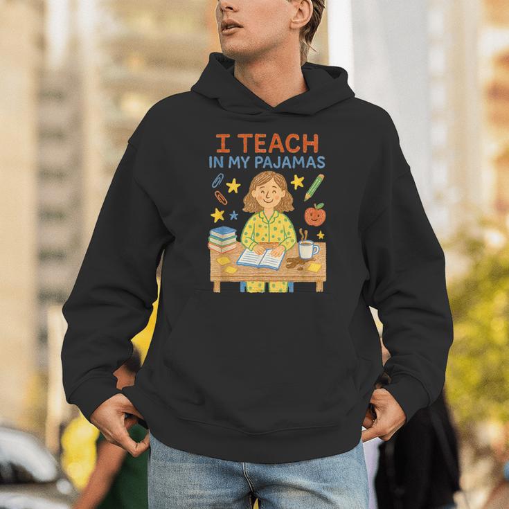 I Teach In My Pajamas Crayon Home School Teacher PJs Unisex Hoodie, funny gift