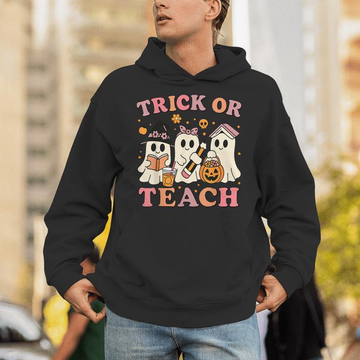 Teacher Halloween Trick Or Teach Cute Ghost Coffee Pumpkins Unisex Hoodie, funny gift