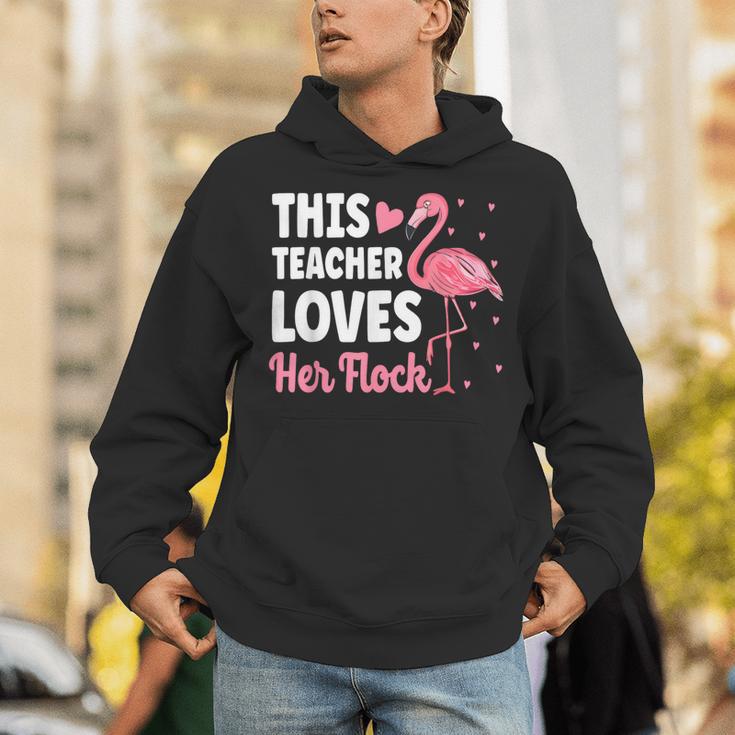 This Teacher Loves Her Flock Teaching Flamingo Girl Unisex Hoodie, funny gift