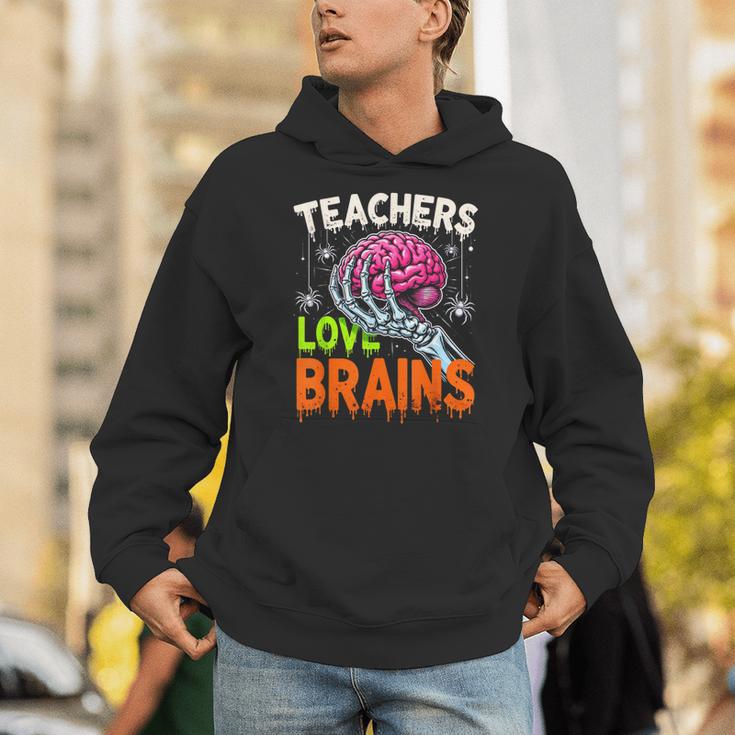 Teachers Love Brains Halloween 2025 Skeleton Costume Unisex Hoodie, funny gift