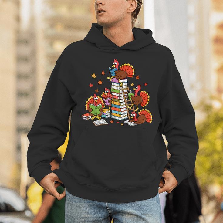 Turkey Reading Books Fall Thanksgiving Teacher Librarian Unisex Hoodie, funny gift Turkey Reading Books Fall Thanksgiving Teacher Librarian Unisex Hoodie, funny gift