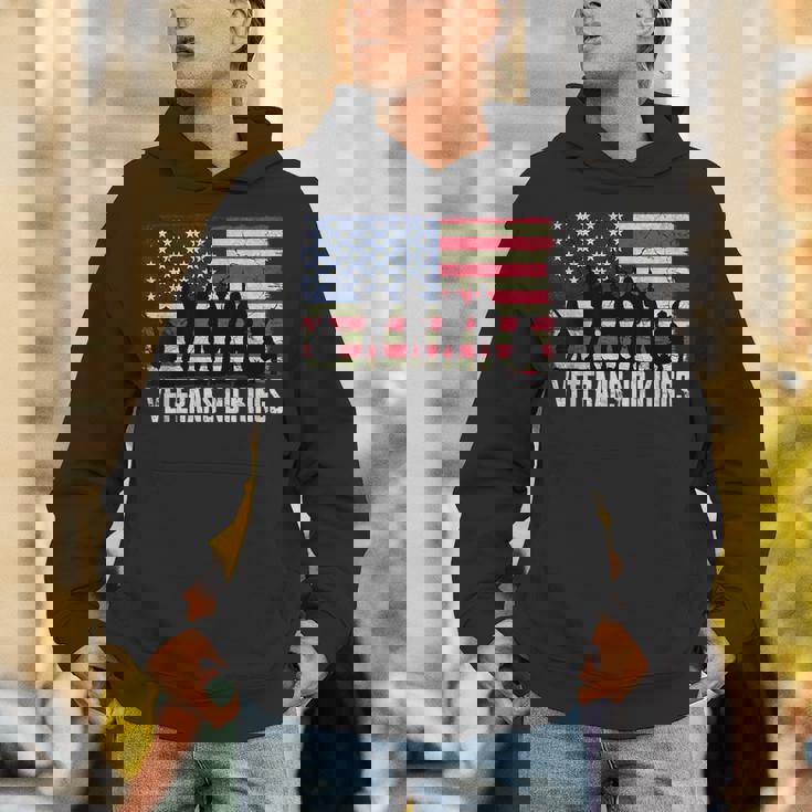 Veterans No Kings Vintage America Flag Veterans Hoodie
