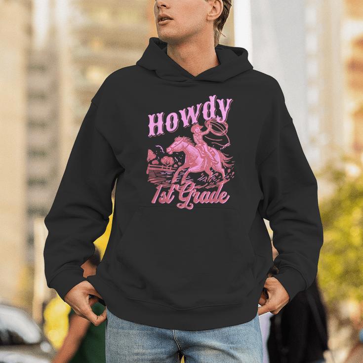 Vintage Howdy First Grade Cowgirl Teacher Western School Unisex Hoodie, First Grade Teacher Hoodies, funny gift