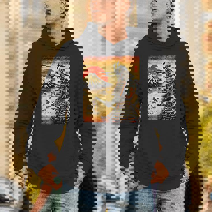 「夜明けの富士山と壮大な侍戦士」 パーカー