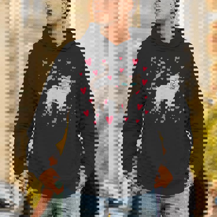 かわいいシャム猫プリント パーカー