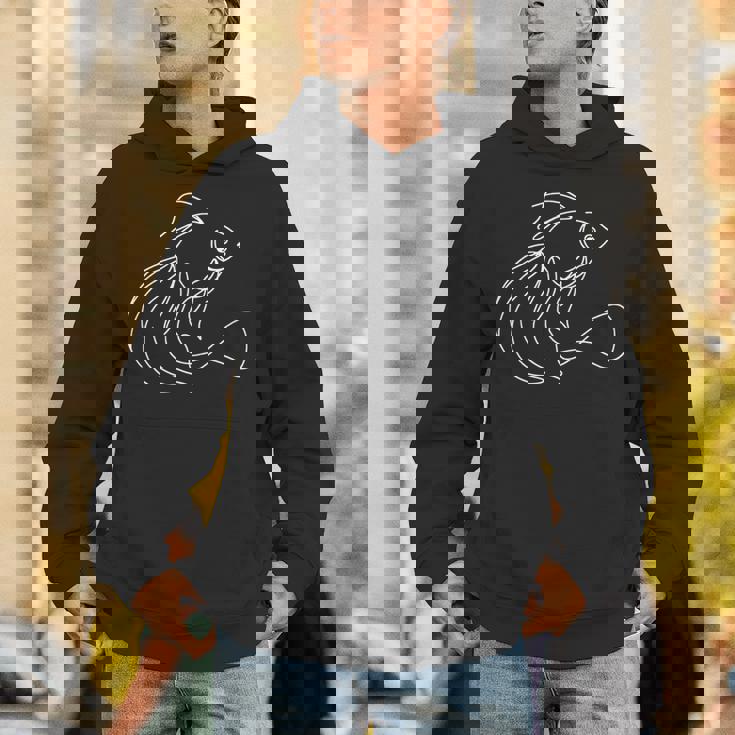 エレガントなラインアート 金魚 ミニマリスト 魚の描画 長袖tシャツ パーカー