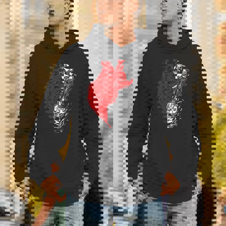 オートバイ エンジン バイカー アンチバレンタインデー 面白いグラフィック パーカー