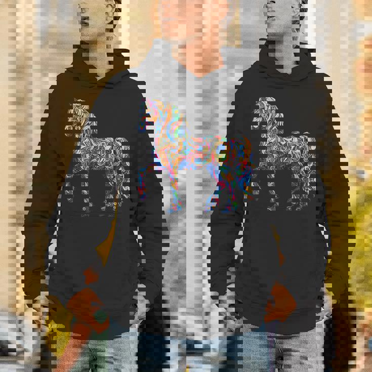 カラフルな抽象的な馬 パーカー