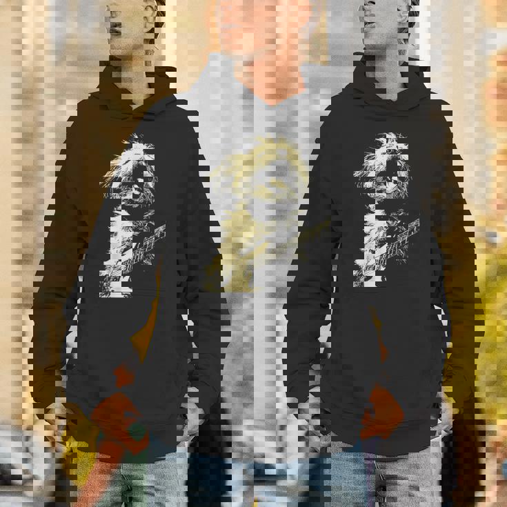 ギターロッカー ギタリスト 動物 パンク グランジ犬とマルチーズ パーカー