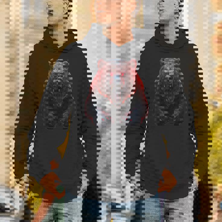 クマ、怒ったグリズリーベア、危険なホラーベア パーカー