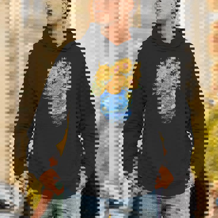 ゴッホ ひまわり&星月夜ポケット 美的アート パーカー