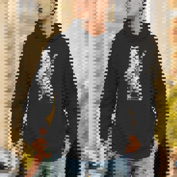 サモエド ギターを弾く ロックミュージック 犬好き パーカー