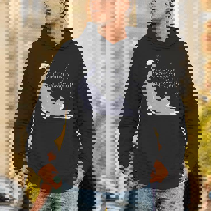 ストレッチは大事！ 猫 ネコ 愛猫 伸び 柔軟 ハチワレ 靴下猫 シンプル かわいい 癒やし メンズ レディース キッズ パーカー