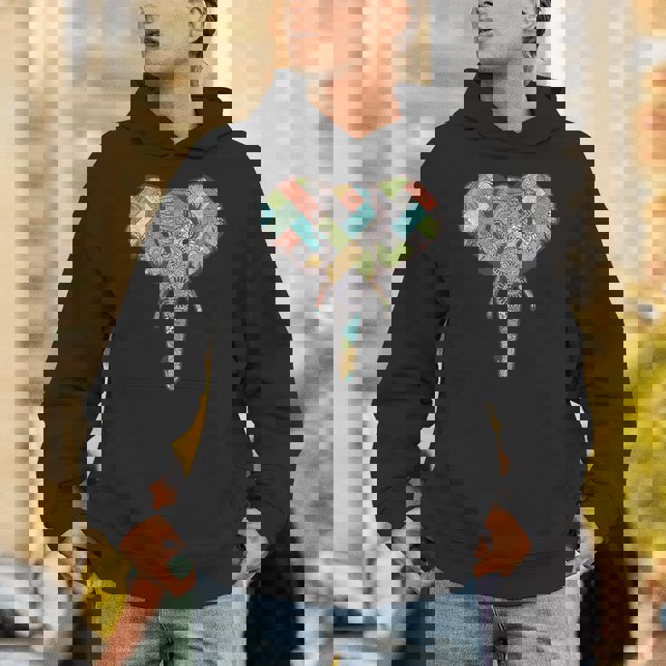 ゾウ I ワイルドライフ I カラフルなゾウ パーカー