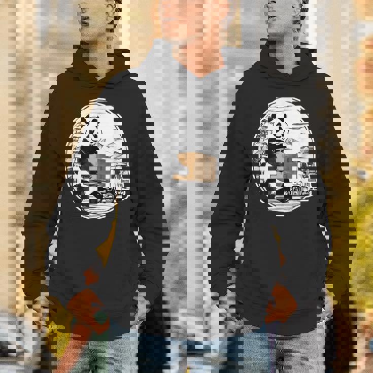 トラック運転手 パンダ 運送業 水墨画 和風 おもしろ 動物 パーカー