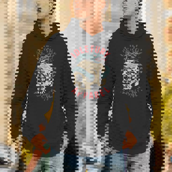 バック プリントを見る Idle Furykull &Nake ビンテージ クラシック スカル ヘビ タトゥー パーカー