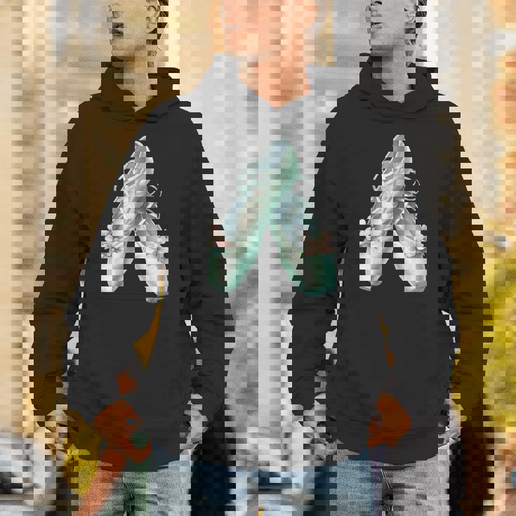 バレリーナガール ミントグリーン ダンス バレエ水彩画 パーカー