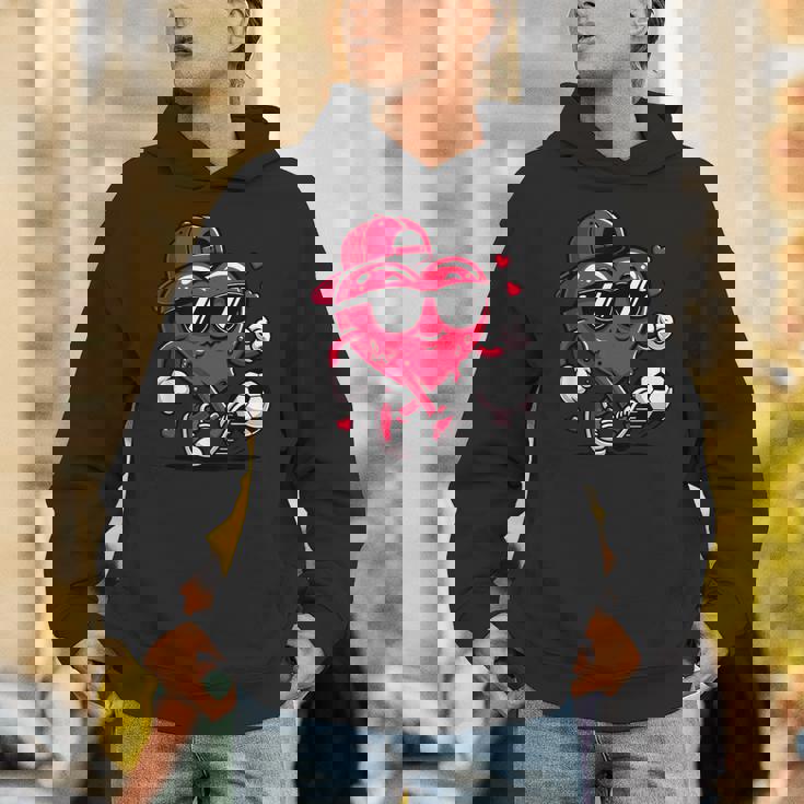 バレンタイン サッカー ハート ドリップ スポーツ 愛 バレンタインデー 男の子 パーカー