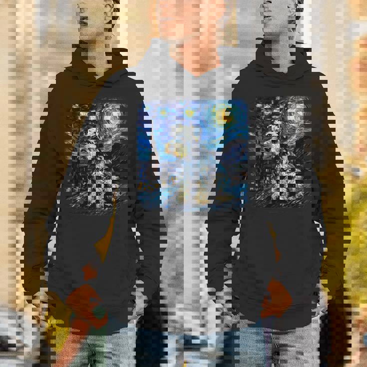 バン・ゴッホ 星月夜ミニチュア・シュナウザー 長袖tシャツ パーカー