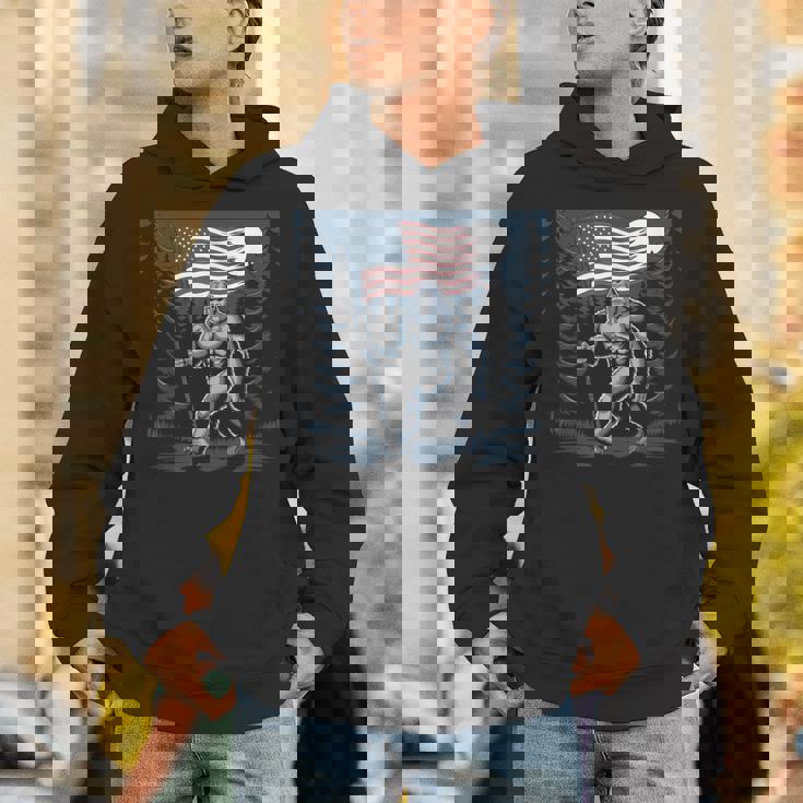 ビッグフット サスカッチ アメリカ国旗 愛国的 7月4日 アメリカ パーカー