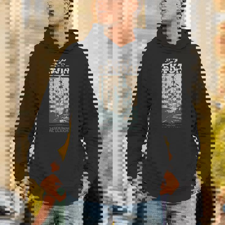 ビンテージ仙台大観音日本観光ポスター 長袖tシャツ パーカー