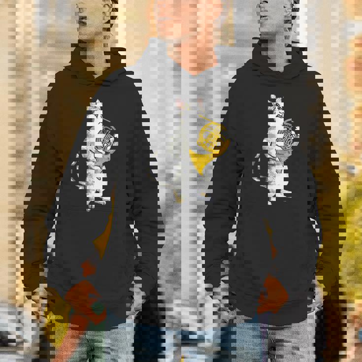 フレンチホルン音楽家オーケストラ音楽を奏でるクールな猫 パーカー