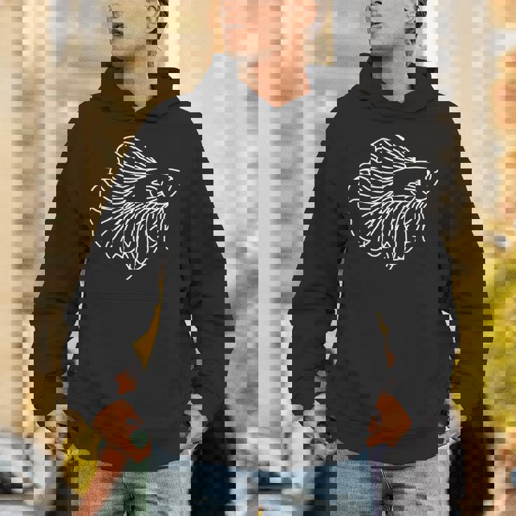 ベタ ラインアート アクアリウム 熱帯魚デザイン 長袖tシャツ パーカー