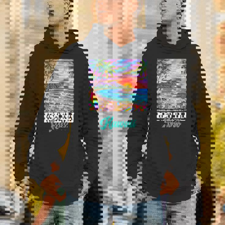 ホノルル ハワイ ハワイアン 波 ビーチ 夏 サーフィン レトロ パーカー