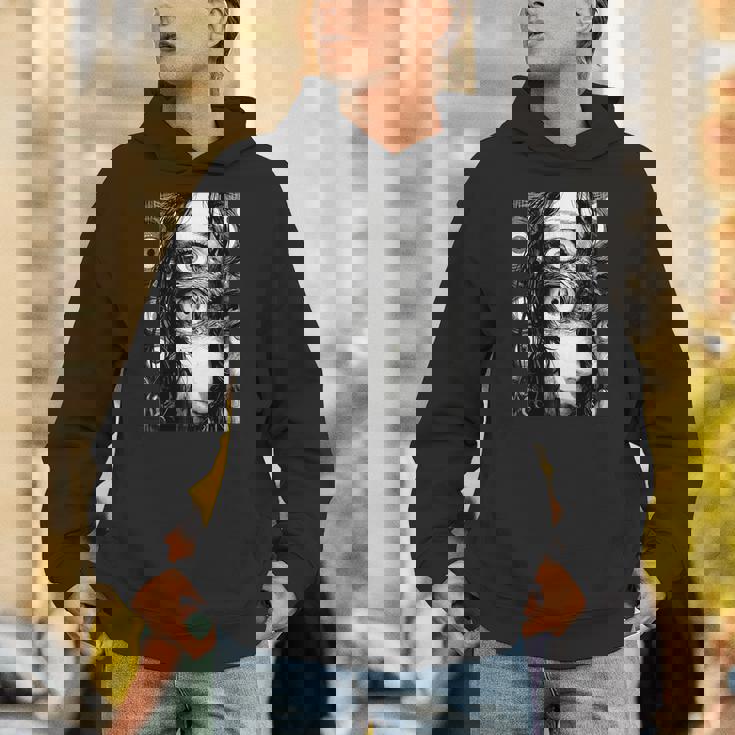 不気味な漫画 少女 怖い目 ホラー ハロウィン 恐ろしい パーカー