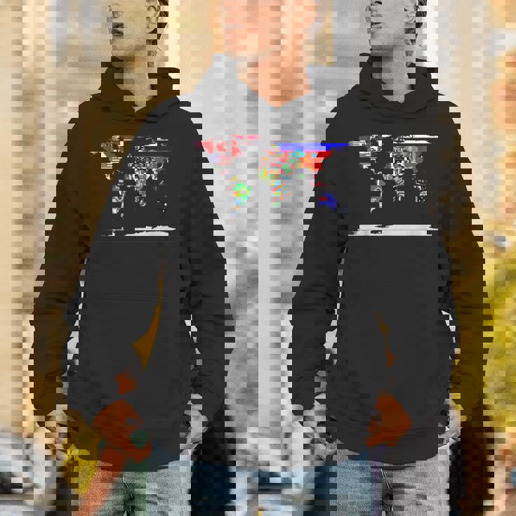 世界地図と世界の国の旗 パーカー