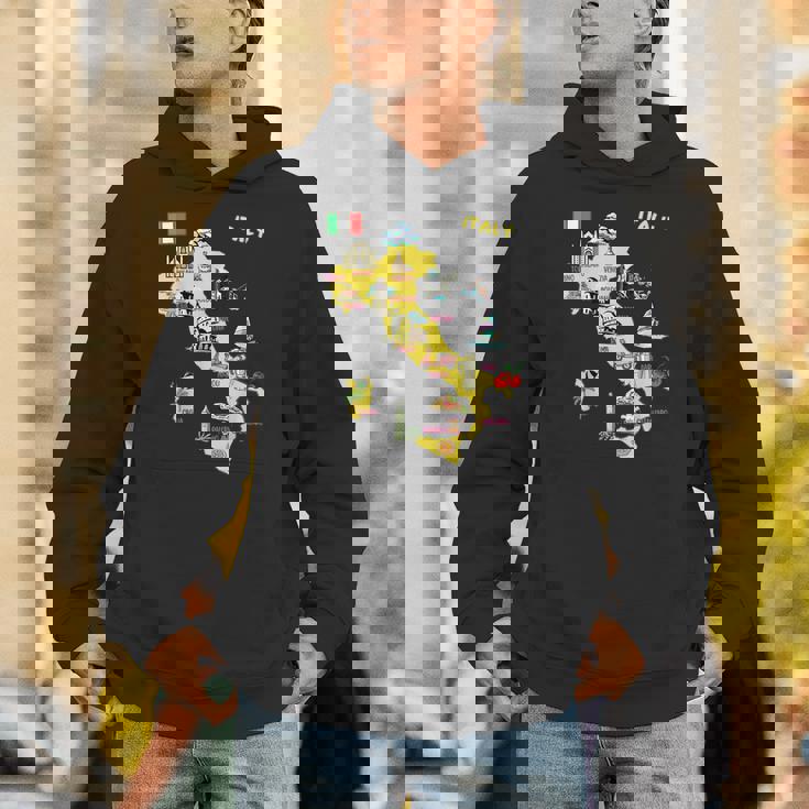 手描きのイタリア地図 観光地 パーカー