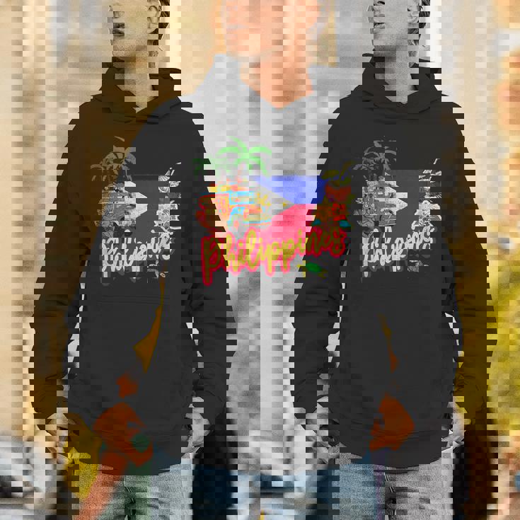 旗のヤシの木のお土産とフィリピンのヴィンテージメガネザル パーカー