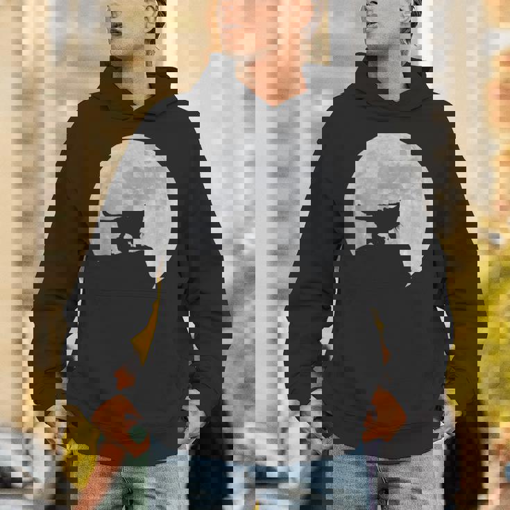 月と猫のシルエット ソマリ猫 パーカー