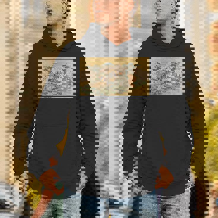 狸 狐 屏風絵 日本画 たぬき きつね パーカー