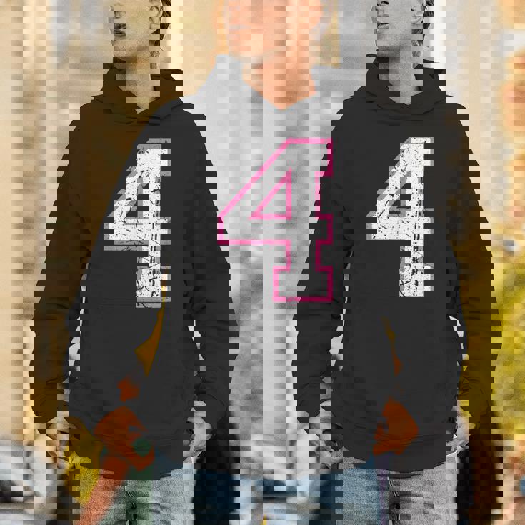 番号 4 ピンクのお気に入りの番号 パーカー