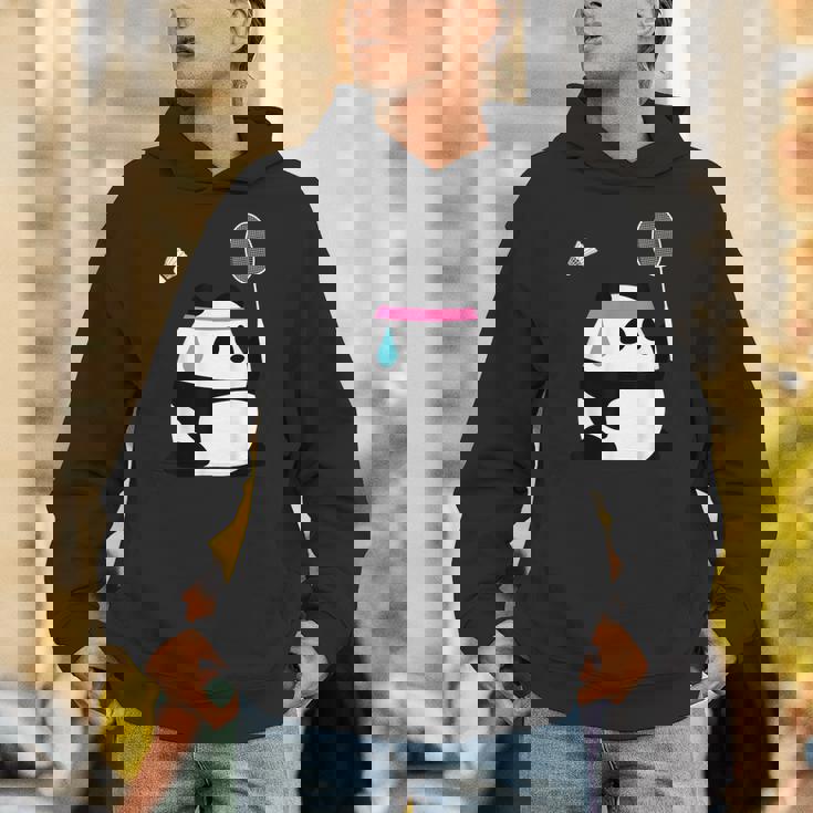 疲れきったバドミントンパンダ 面白いかわいいシャトルコック動物 パーカー