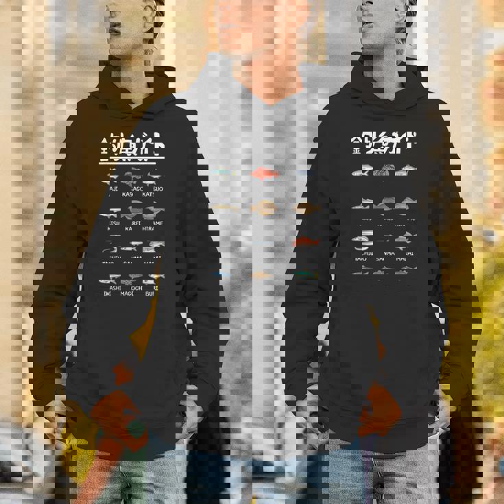 釣り魚ガイド アジ カツオ 鱚 カレイ 平目 サンマ 真鯛 鰯 マゴチ ブリ 太刀魚 釣り好き 海釣り 船釣り 釣り パーカー