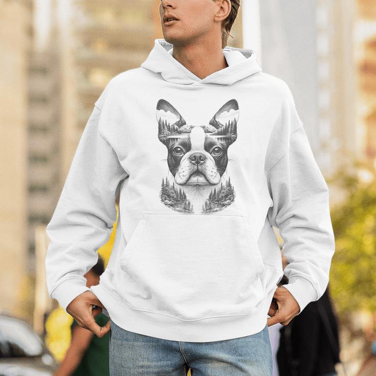 Boston Terrier Dog Bostie Nature Memorial Idea Men Women Unisex Hoodie, funny gift