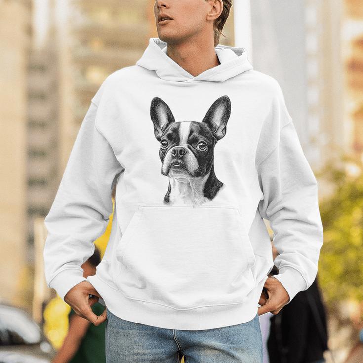 Boston Terrier Dog Motif Pet Illustration Boston Terrier For Men Women Kids Unisex Hoodie, funny gift