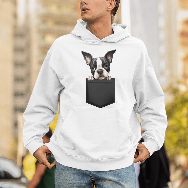 Boston Terrier Dog Puppy Dog In Pocket Cute Pet Lover Unisex Hoodie, funny gift